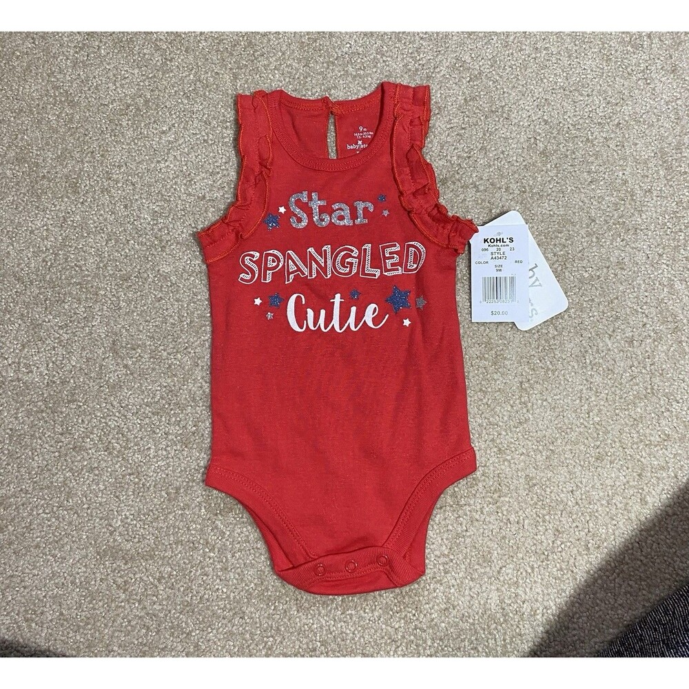 NWT Baby Starters Star Spangled Cutie Red Ruffle Bodysuit 9M